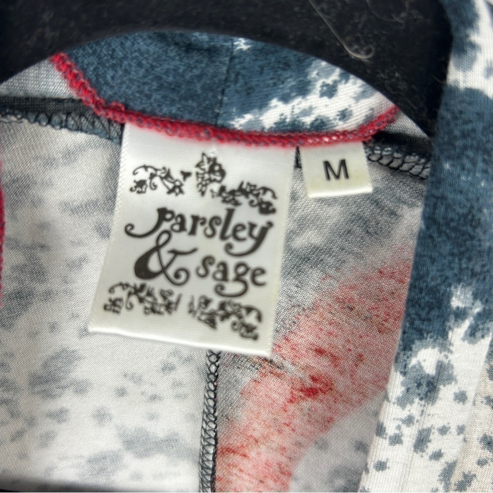 Parsley & Sage Boho Art to Wear Open Front Vest Medium White Red - Picture 5 of 13